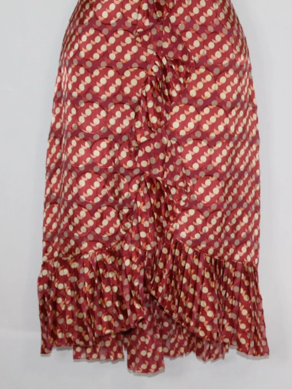 Tory Burch orange polka dot silk blend ruffle mini resort wear sleeveless